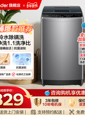 海尔出品统帅Leader家用全自动波轮洗衣机10kg大容量洗脱一体527H