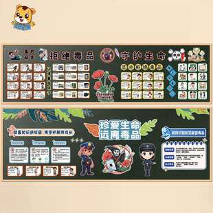 校园禁毒黑板报布置装饰墙贴毒品危害认清毒品的样子坚决拒绝毒品