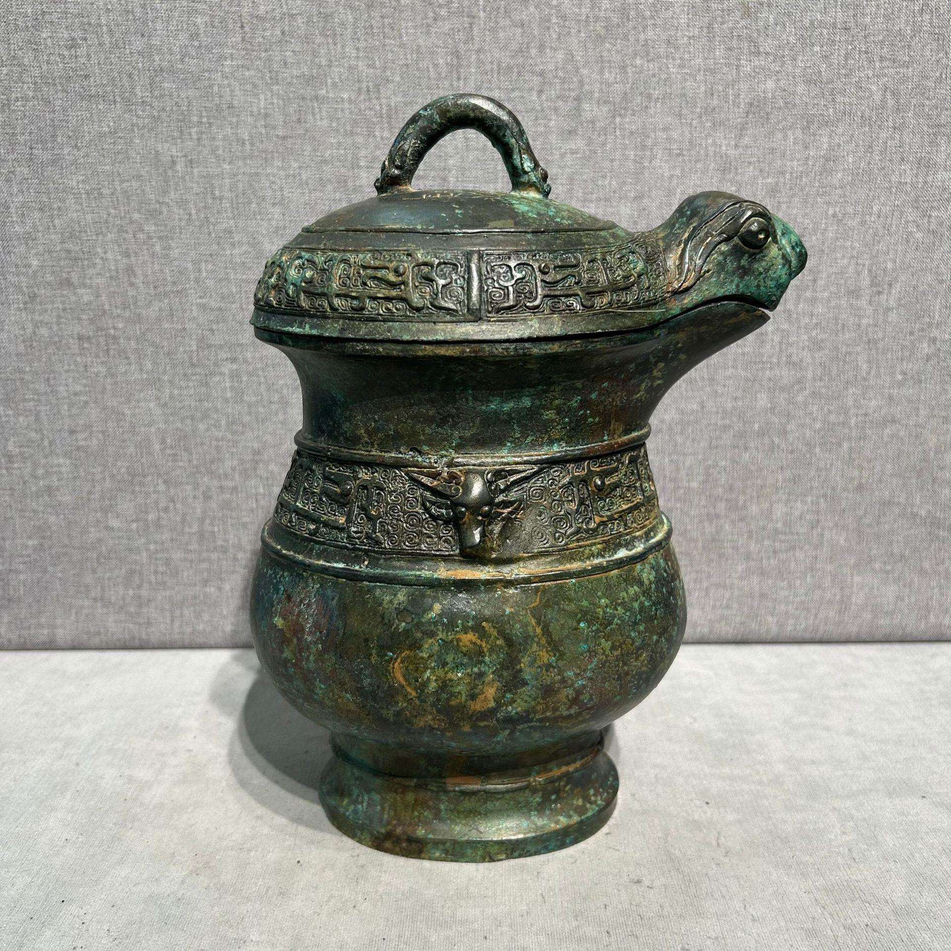 西周兔首觯酒器收藏送礼桌面古玩山西博物院藏品工艺品摆件