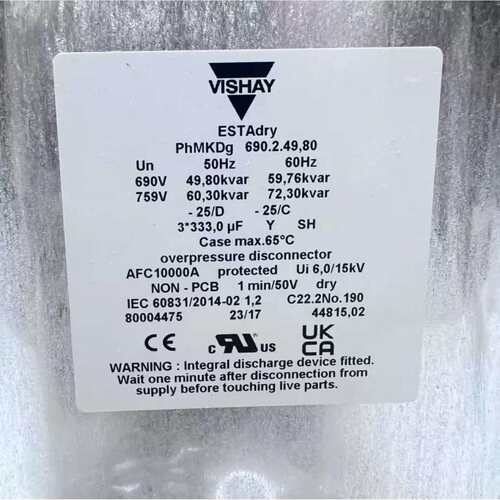 VISHAY原装威世 PHMKP660.3.22.90-84 工业电力电容 660v3*55.8uf