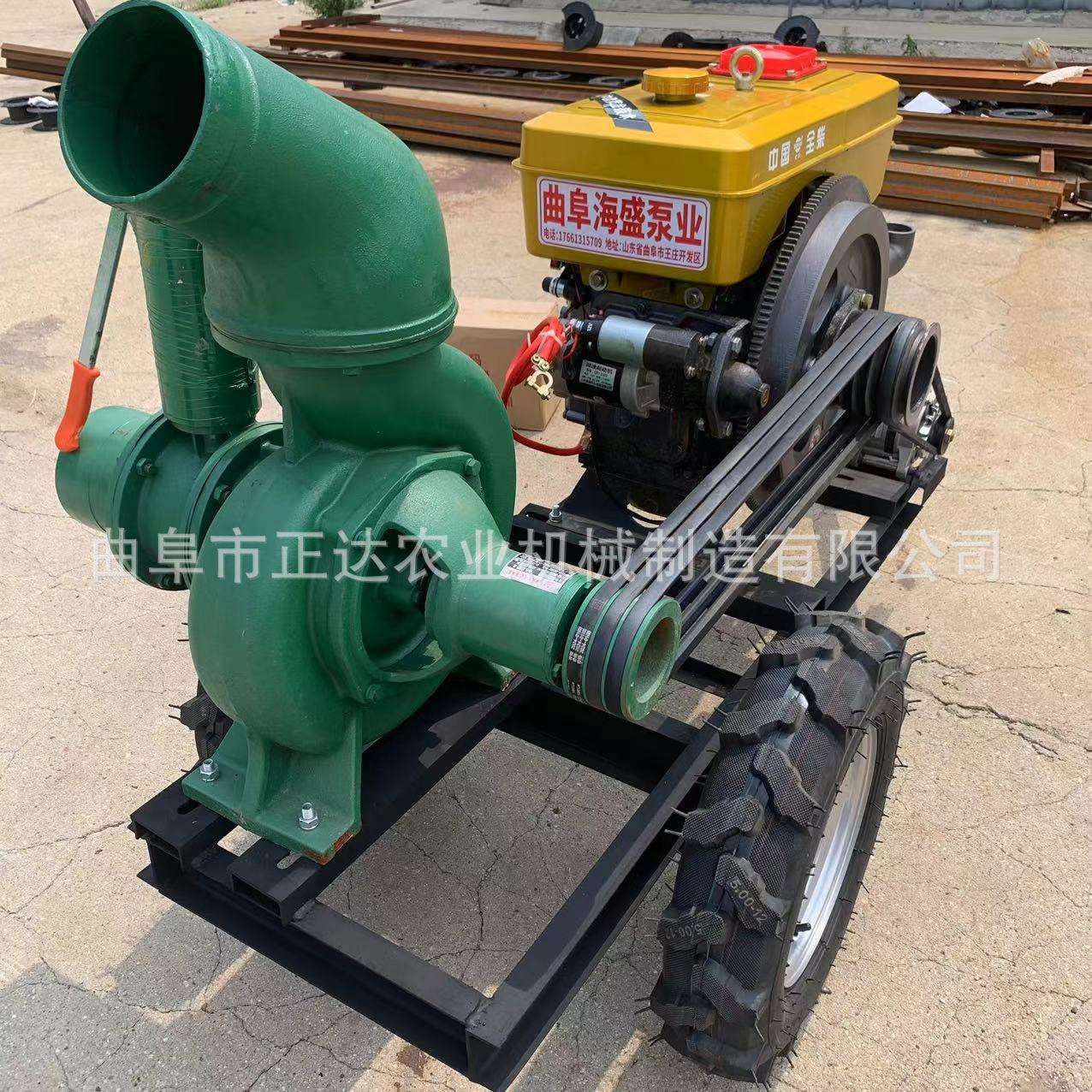 拖拉机后悬挂6寸抽水机 柴油拖车款移动灌溉水泵 多种规格选择
