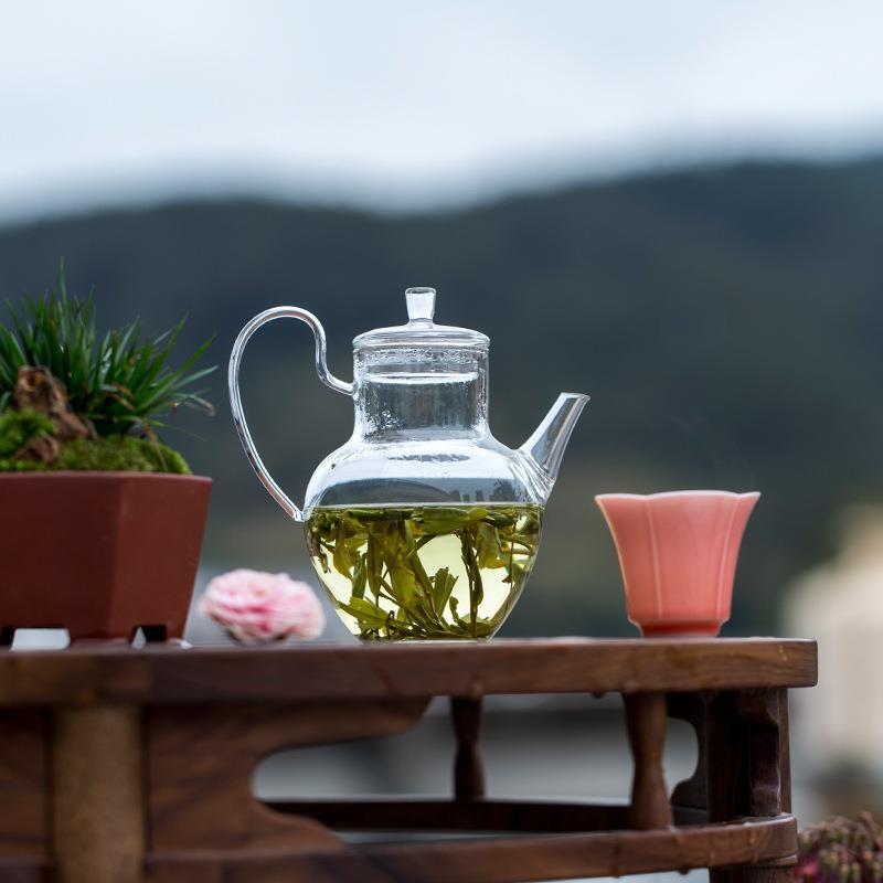 仿宋玻璃绿茶壶家用耐热冲茶器花茶壶大号高硼硅泡茶单壶花草茶具