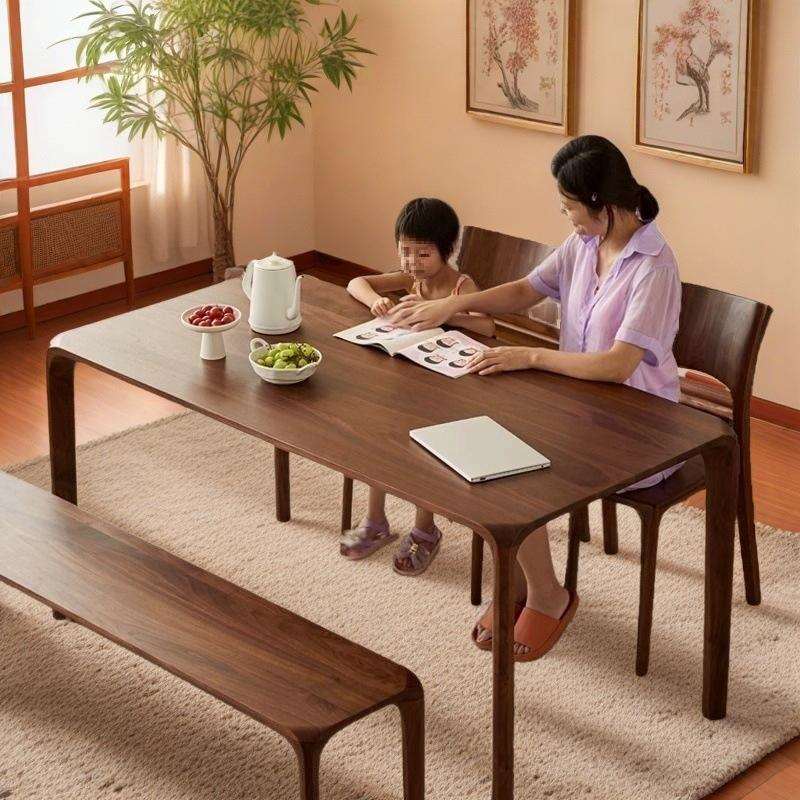 北美餐桌纯实木长方形简约饭桌家用原木桌子榫卯书桌现代茶桌