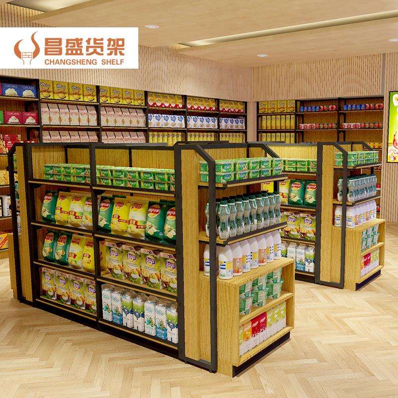 超市货架便利店钢木组合展示架母婴店文具店饰品可拆卸立柱货架