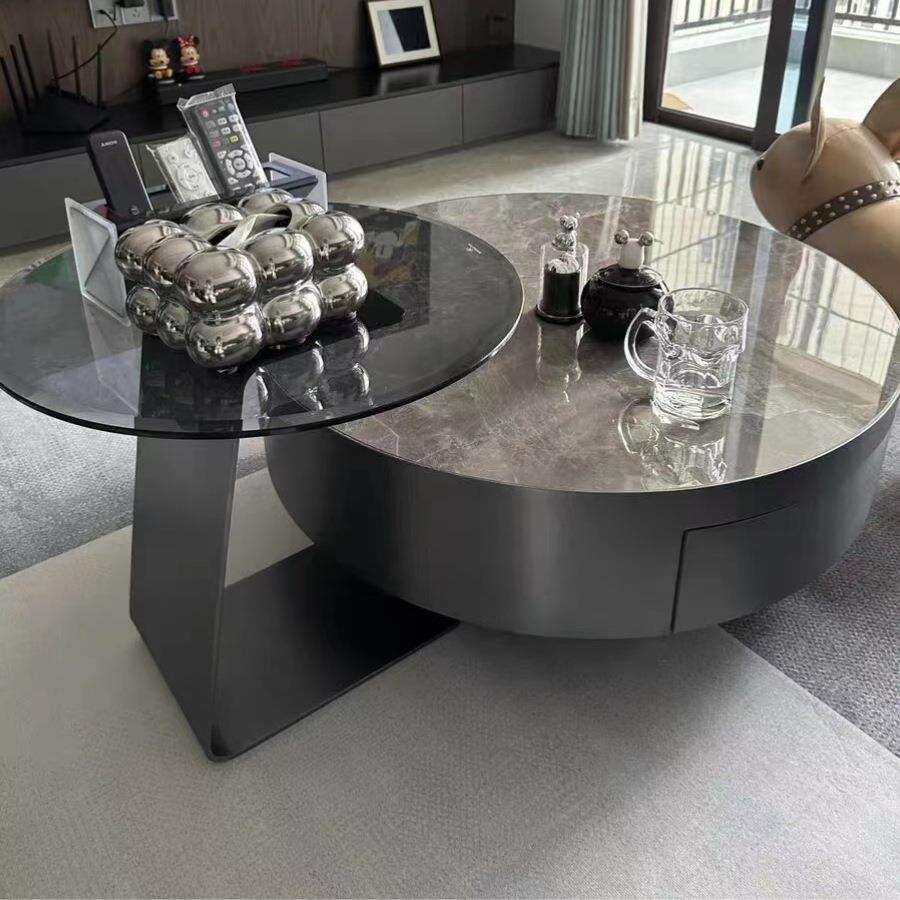 YZKZK015意式轻奢岩板茶几现代简约小户型客厅家用不锈钢圆形玻璃,鲜花速递/花卉仿真/绿植园艺,割草机/草坪机,淘宝优惠券,粉丝福利购,淘宝优惠卷