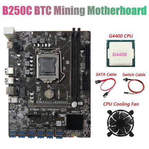 B250C 12P主板+G4400 CPU+CPU散热风扇+SATA线缆+开关线