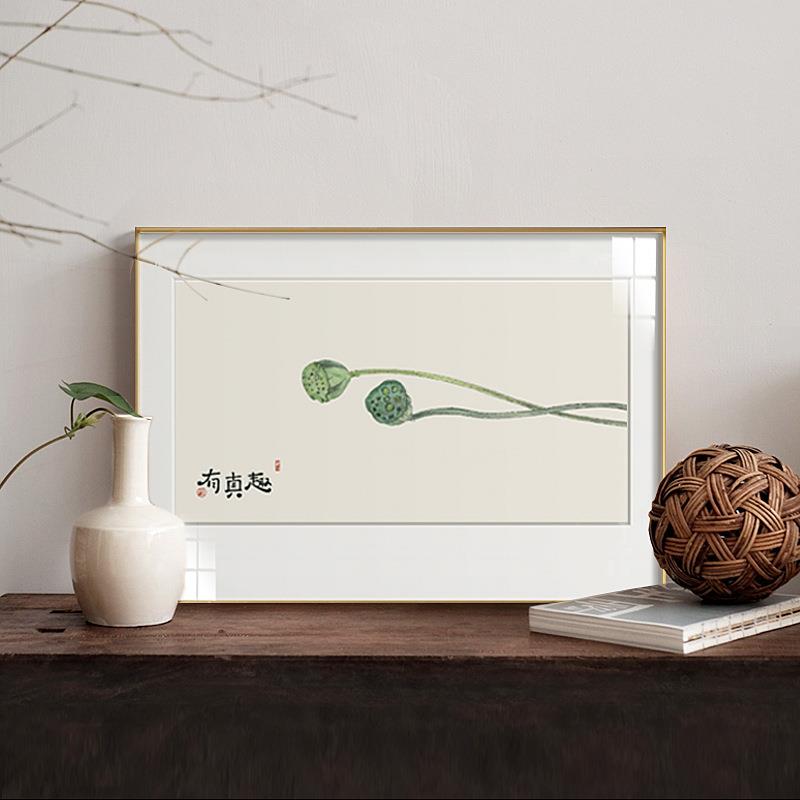 瑶芳 新中式禅意装饰画客厅休闲区挂画绿植花卉艺术壁画小清新画