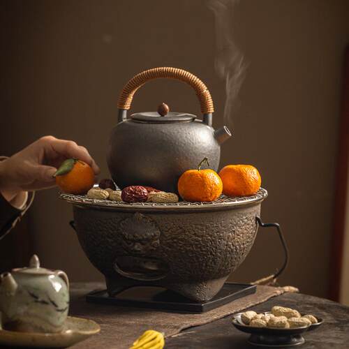 围炉煮茶仿古粗陶茶道功夫煮茶器茶炉取暖炉户外露营烧烤炭火炉盆