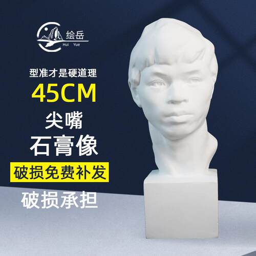 绘岳45cm尖嘴美术石膏人物头像素描石膏像中国青年少年美术室配套