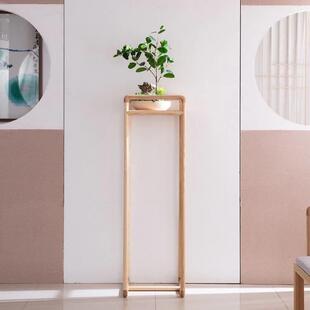 新中式 饰置物架 实木落地祥云花架民宿客厅阳台茶室吊兰绿萝盆景装