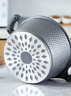 跨境外贸麦饭石铝压铸汤锅炖锅煎锅小砖10件套灰色