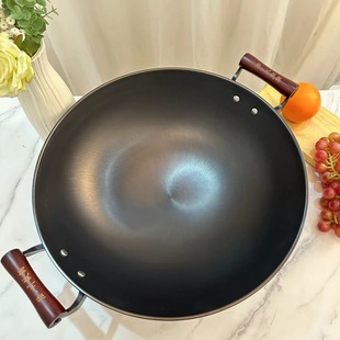 厂家 熟铁双耳锅持久防锈不易粘健康零涂层大锅广西广东畅销款