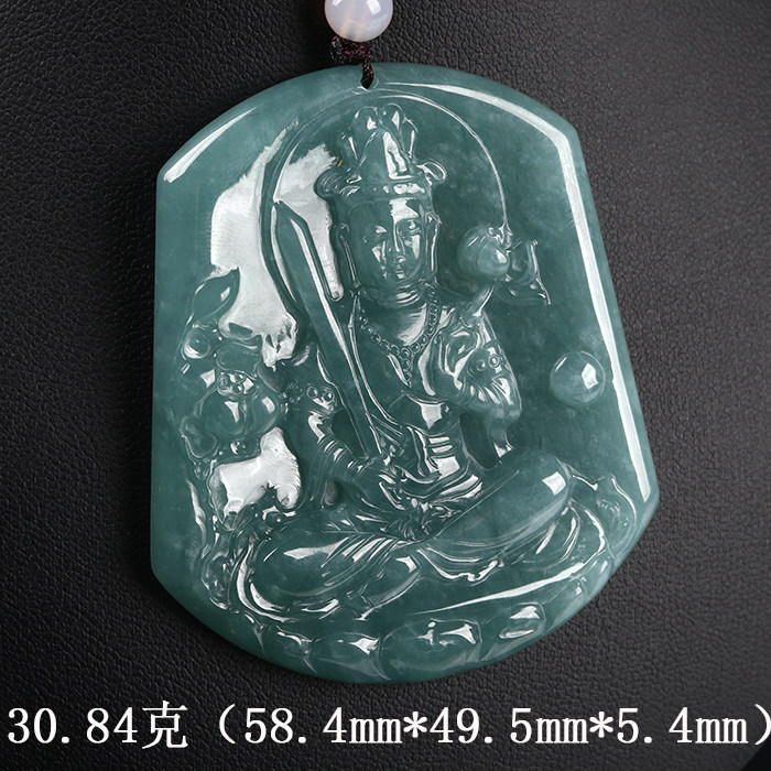 欧说珠宝冰糯翡翠虚空藏菩萨吊坠