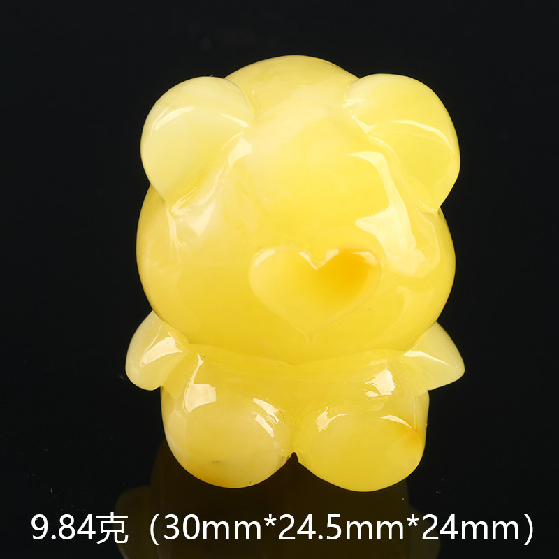 原矿天然鸡油黄小熊蜜蜡吊坠项链