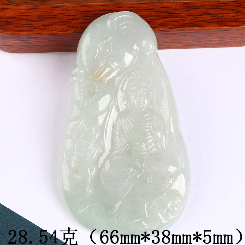 欧说珠宝28.54克天然冰糯种翡翠释迦摩尼佛牌吊坠玉项链送礼物