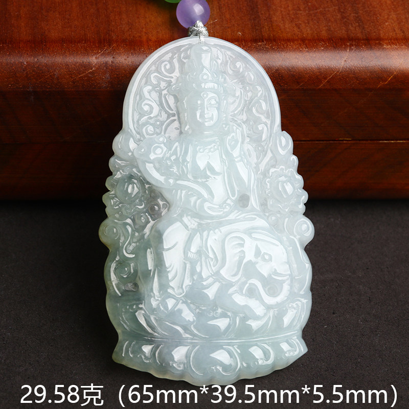 欧说珠宝缅甸飘绿翡翠普贤吊坠