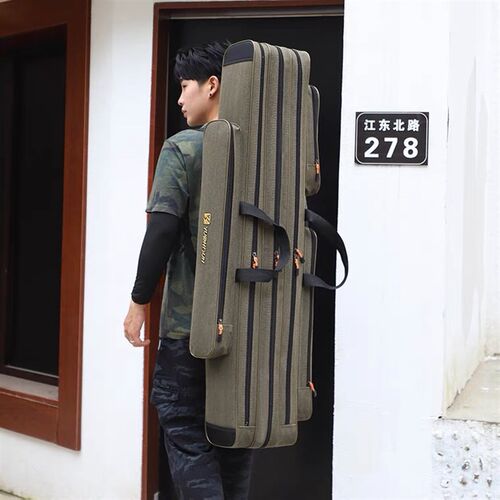 渔之君帆布钓鱼杆包防水加厚耐磨直包大肚款超容量海竿垂钓钓竿包