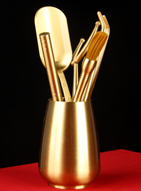 铜六君子茶道摆件套装