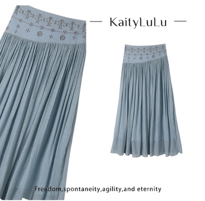 KaityLuLu【优雅月光】小众设计气质半身裙KT528S55