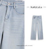 KL1220D078 个性 邂逅南法 绣花直筒牛仔裤 KaityLuLu