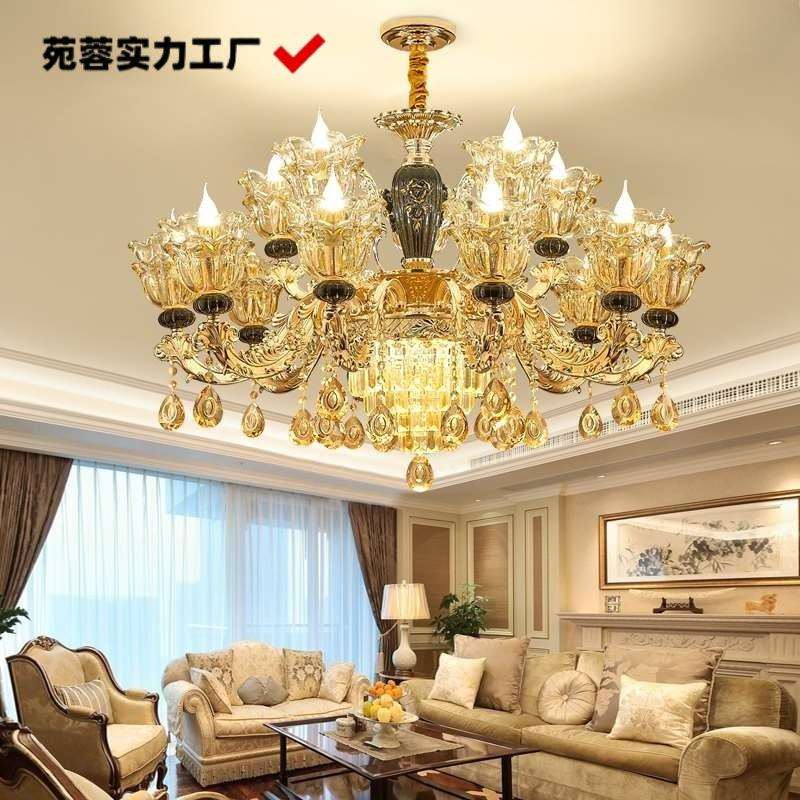 欧式水晶吊灯客厅灯2024年新款别墅大厅主灯饰法式陶瓷餐厅卧室灯