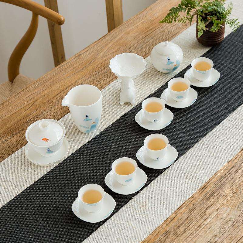 九色鹿茶具套装整套茶具配件茶漏陶瓷杯垫家用茶具