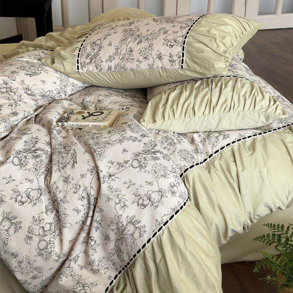 法式褶皱花边长绒棉磨毛四件套清新印花加厚保暖被套床单,鲜花速递/花卉仿真/绿植园艺,割草机/草坪机,淘宝优惠券,粉丝福利购,淘宝优惠卷