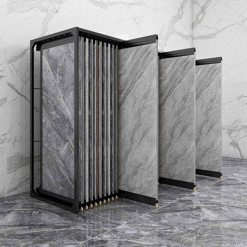 瓷砖展示架推拉大板地砖样品架落地式木门架抽拉式大理石货架展柜