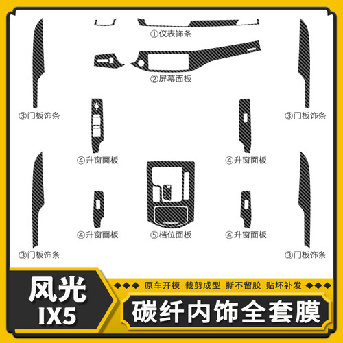 东风风光ix5中控台贴纸改装门板贴内饰贴膜档位爆改碳纤维改色膜
