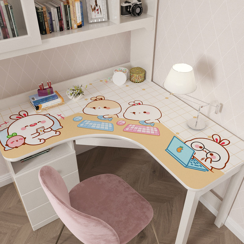 卡通转角书桌垫防水防油皮革桌布lL弧型孩电脑桌写字台布定制