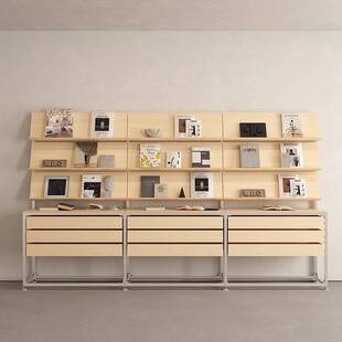 桦木海洋板铝型材展示架货架收纳展览书架工业风文件抽屉陈列样品