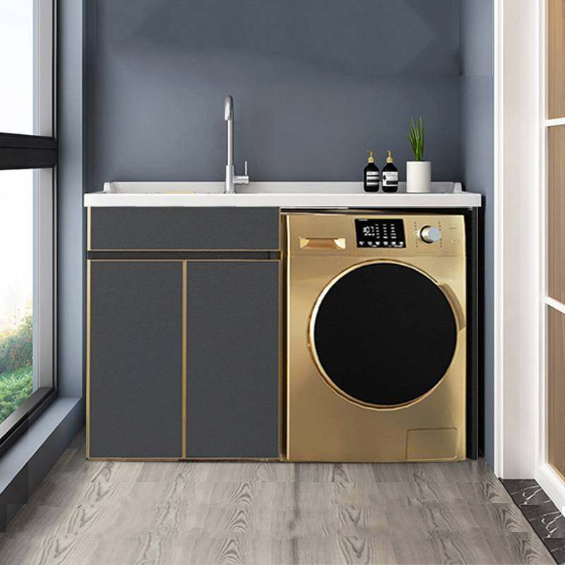 现货阳台太空铝洗衣机柜阳台柜铝合金带搓板洗手盆铝卫浴洗衣机柜,家装主材,洗衣机柜,淘宝优惠券,粉丝福利购,淘宝优惠卷
