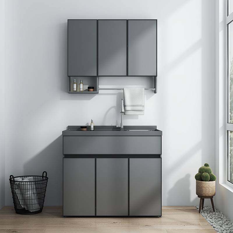 现代简约洗衣机柜阳台柜洗衣槽带搓衣板太空铝柜带毛巾杆组合柜,家装主材,洗衣机柜,淘宝优惠券,粉丝福利购,淘宝优惠卷