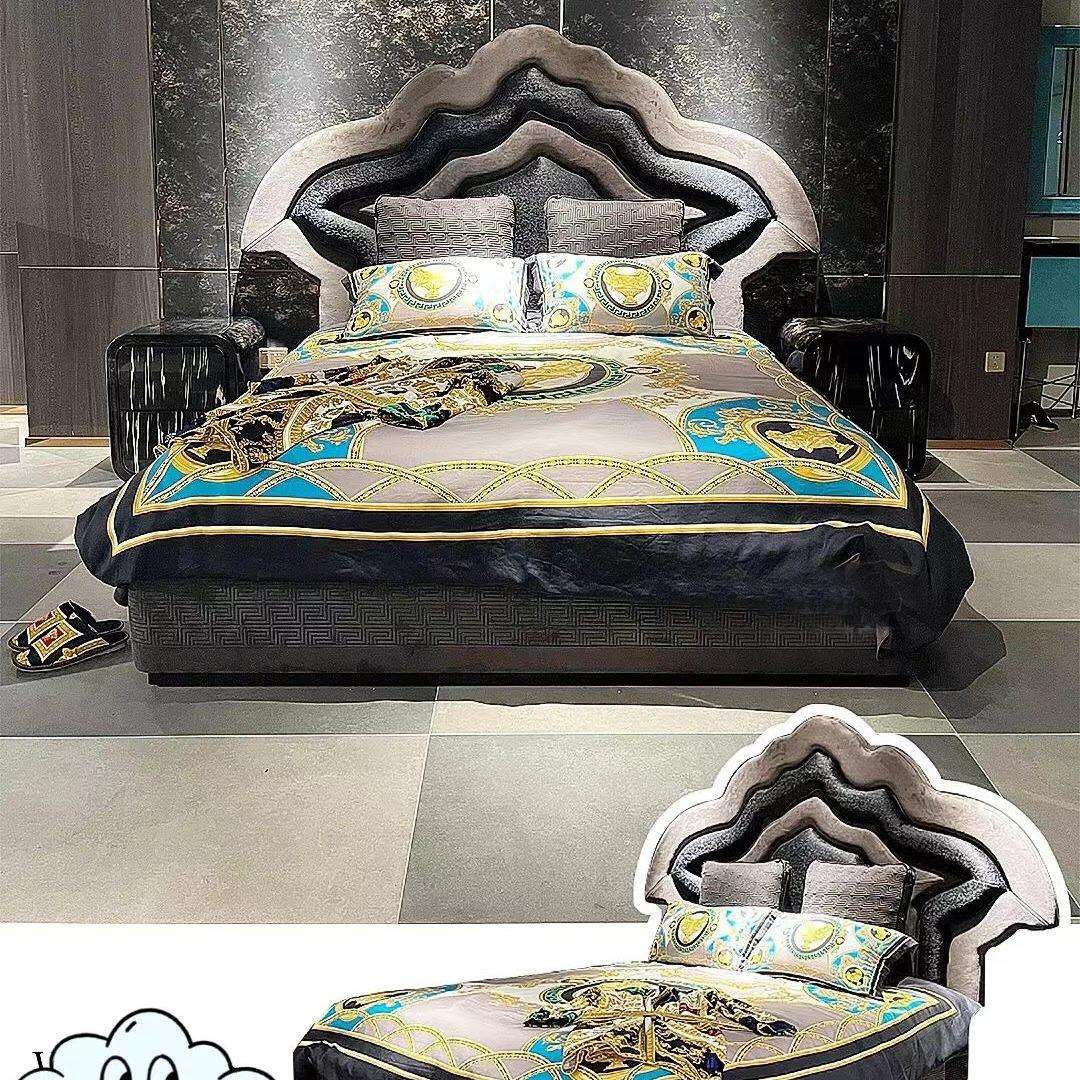 意大利轻奢美杜莎布艺高端简约公主床别墅意式主卧婚床