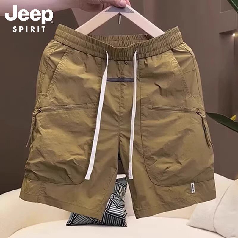 JEEP SPIRIT夏季薄款冰丝短裤2026新款外穿速干休闲五分中裤子男