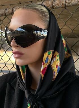 欧美无框超大遮脸墨镜女ins网红小众酷辣嘻哈个性街头太阳眼镜男