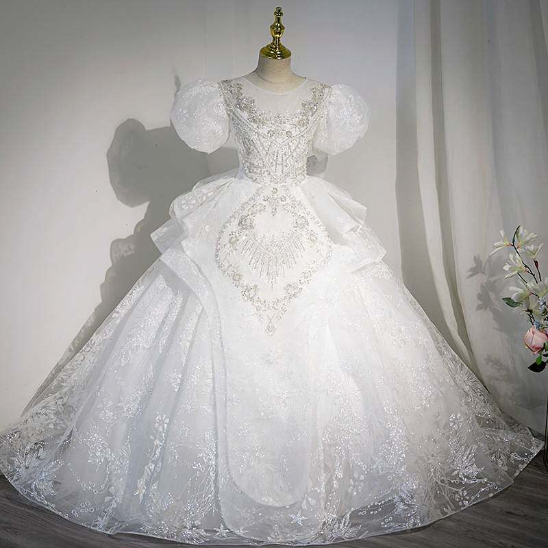 2026新款女童礼服公主裙花童婚礼小女孩礼服儿童主持人钢琴演出服