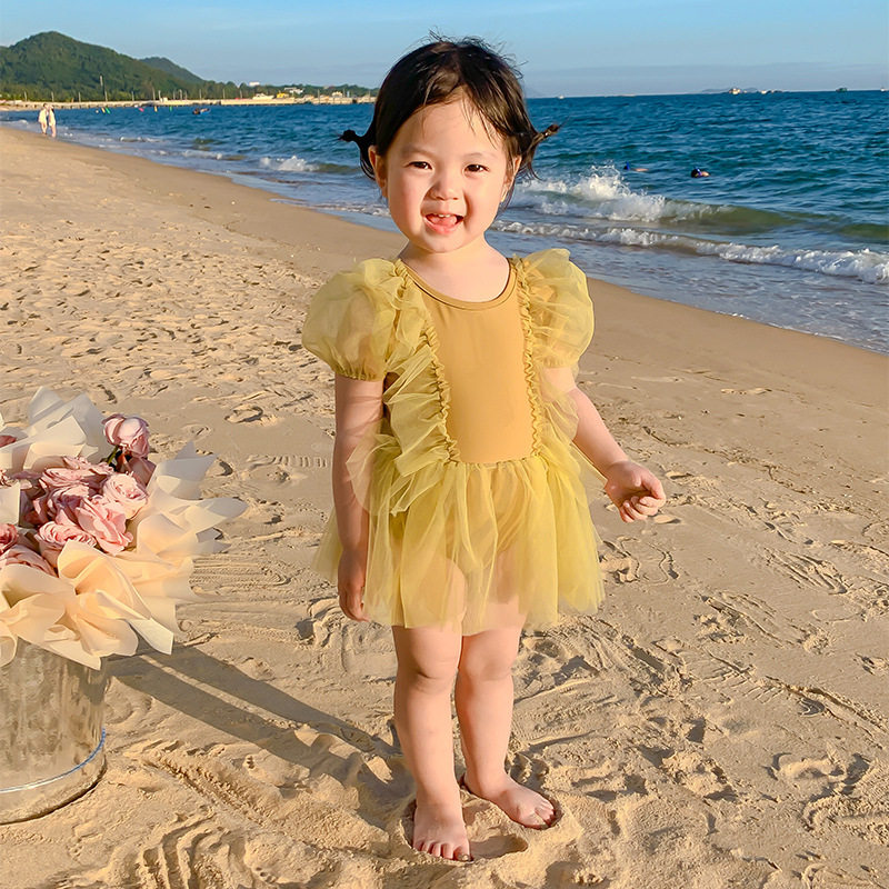 2026新款女童连体甜美裙式泳衣洋气女宝宝可爱小公主游泳装韩国女