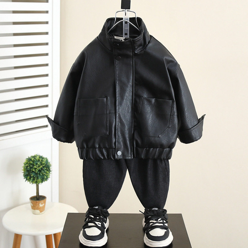 2025新款4935男童皮衣外套儿童装春秋款皮夹克痞帅气男孩