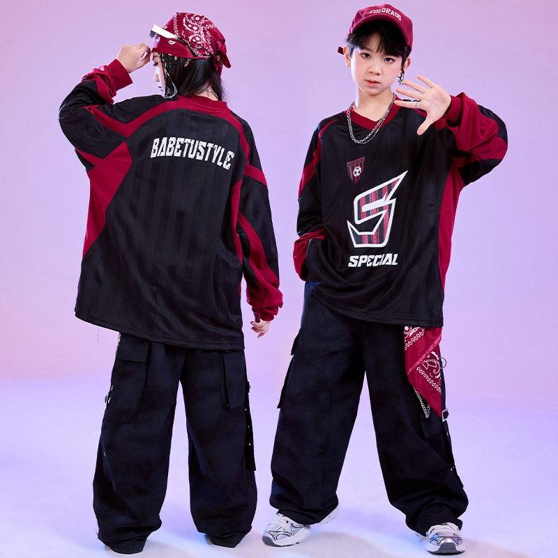 2026新款街舞儿童潮服男童嘻哈演出服小学生套装爵士舞架子鼓表演