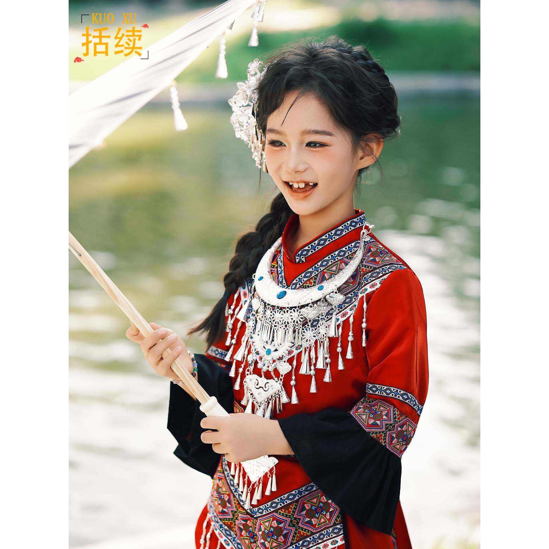 2026新款苗疆少女儿童苗族服装长短裙彝族女童走秀旅拍摄影民族舞