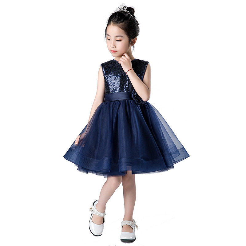 2026新款女童合唱服款短款蓬蓬纱亮片儿童走秀钢琴表演唱歌比赛公