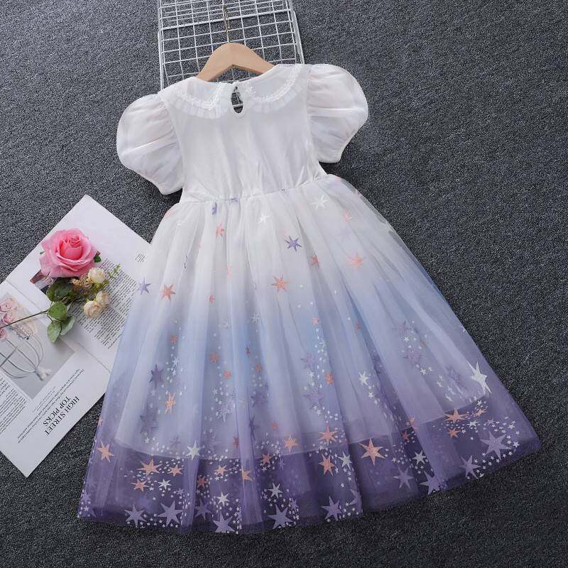 2026新款六一节爱莎公主裙女童夏季生日礼服白裙子儿童夏装洋气连