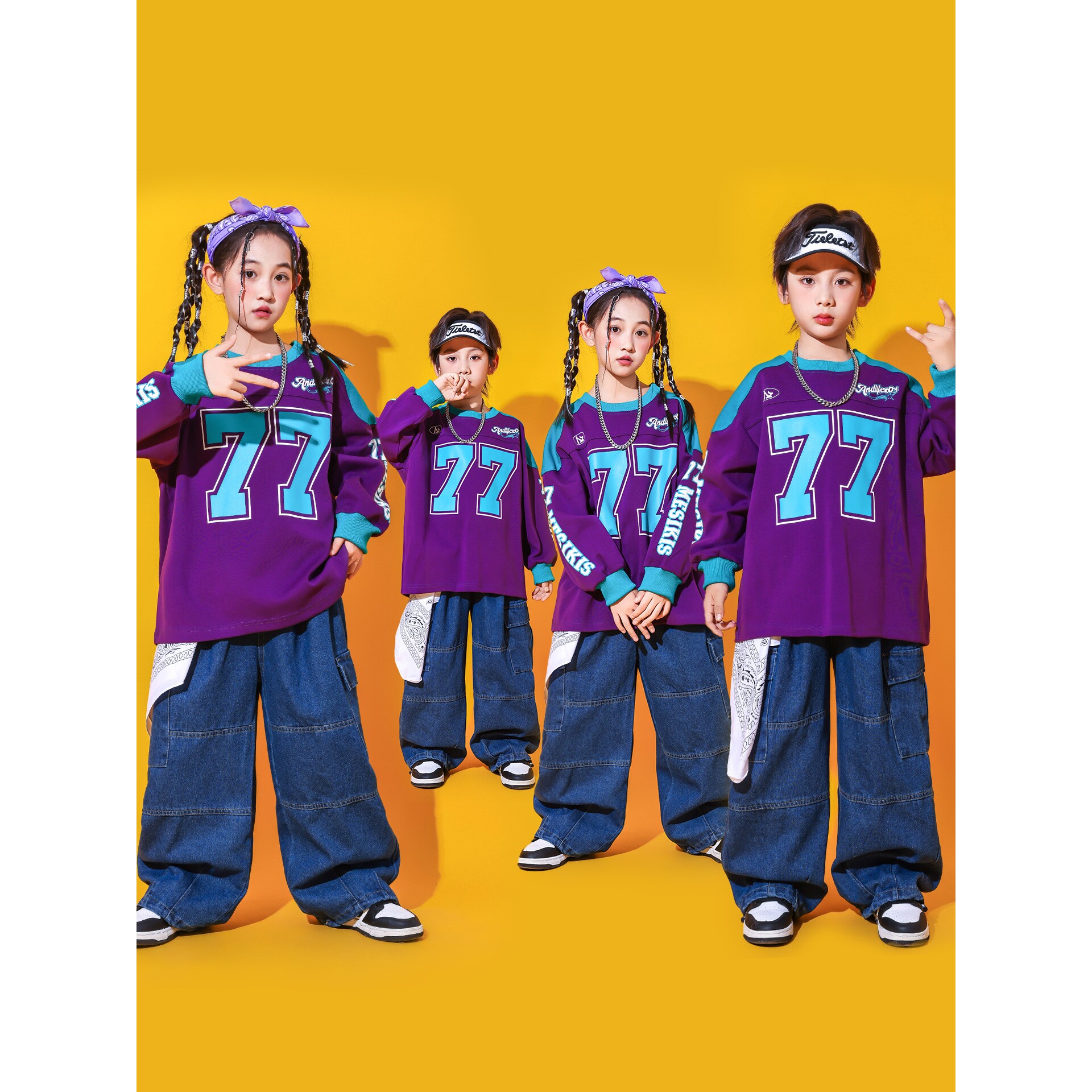 2026新款小学生运动会啦啦队服装儿童街舞潮服演出服男女童爵士舞