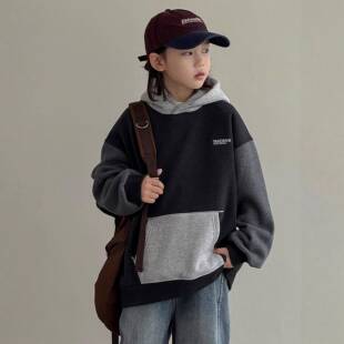 2026新款男童加绒卫衣秋冬款儿童装冬季一体加厚连帽上衣大童