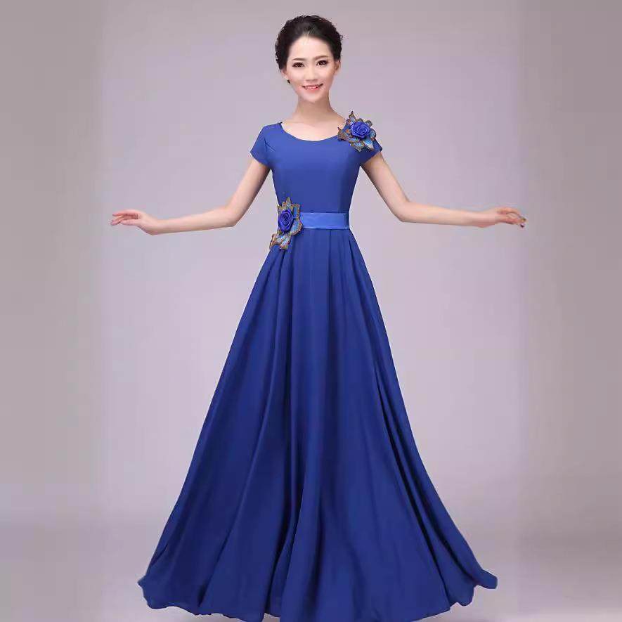 2026新款成人大合唱演出服长款朗诵合唱团礼服迎宾礼仪舞台主