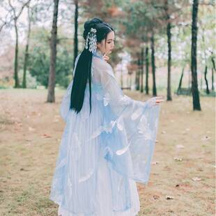 2026新款翎羽改良汉服女日常中国风广袖刺绣羽毛大袖衫齐胸襦裙学