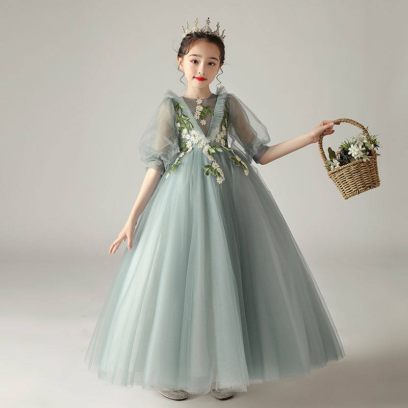 2026新款儿童礼服春季洋气中袖潮流生日晚礼服小主持人钢琴演出服