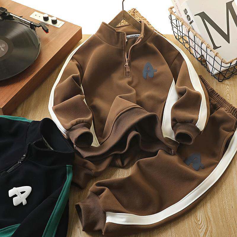 2026新款男童运动套装春秋帅气时髦儿童百搭卫衣裤子两件套中