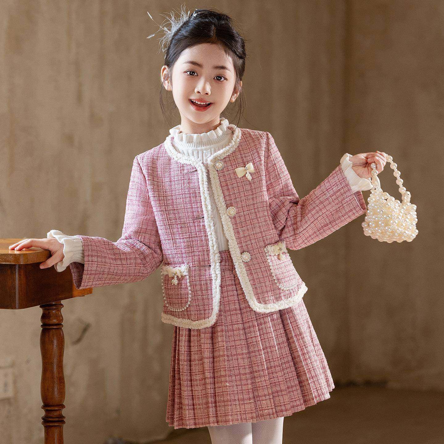 2026新款女童秋冬套装洋气儿童小香风两件套裙子女孩休闲时髦,童装/婴儿装/亲子装,儿童运动套装,淘宝优惠券,粉丝福利购,淘宝优惠卷